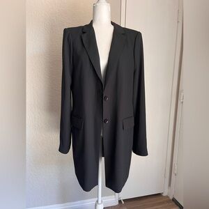 BCBGMAXAZRIA Black Long Blazer Coat V Neck sz Large NWT